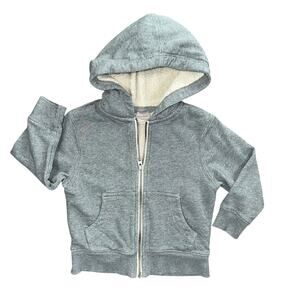 Hanna Andersson Kid's Gray Zip Hoodie with Cream Sherpa Lining
